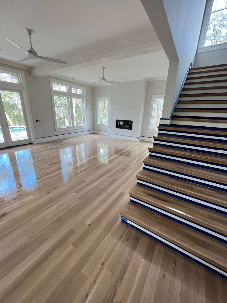 Kiawah Island estate white oak staircase installation